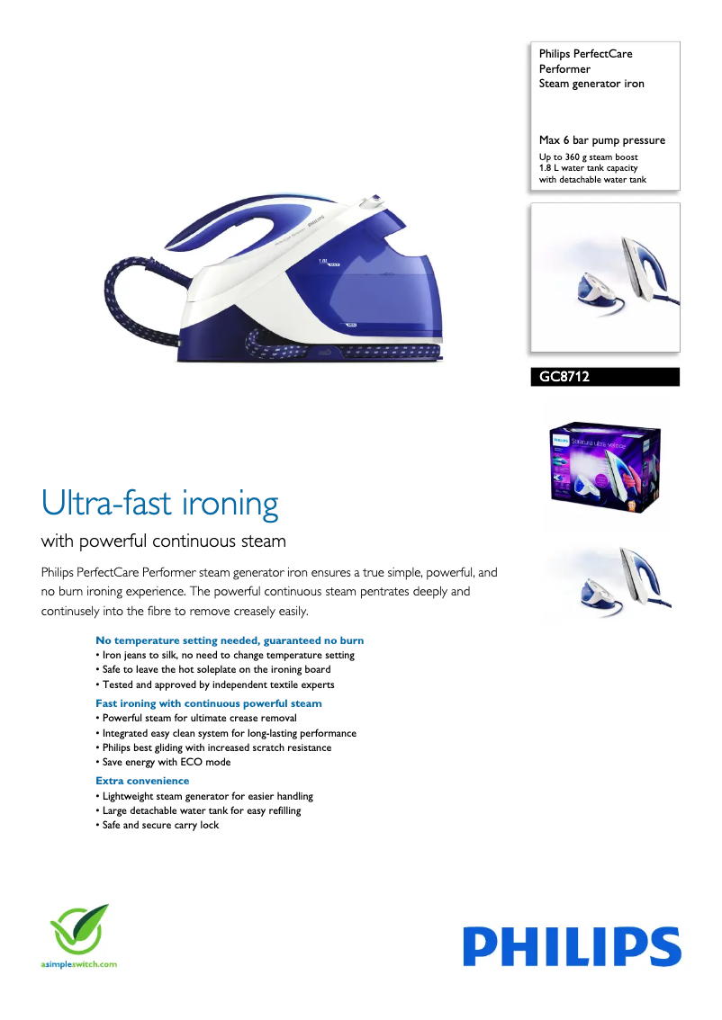 Image de la première page du manuel de l'appareil PerfectCare Performer GC8712