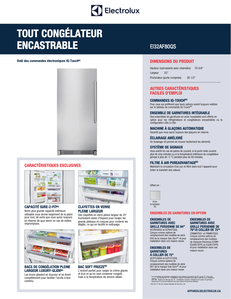 Page 1 de la notice Fiche technique Electrolux EI32AF80QS