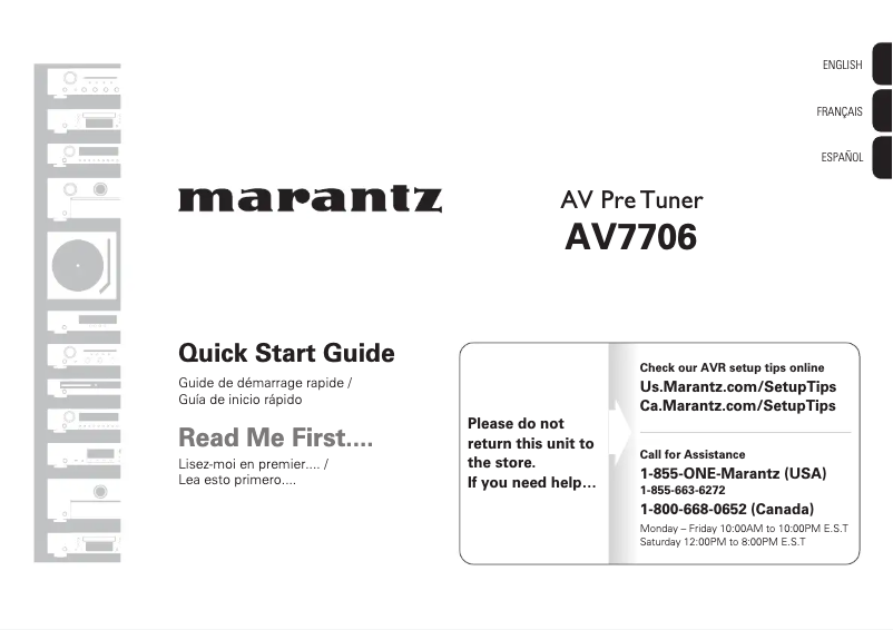 Page 1 de la notice Guide de démarrage rapide Marantz AV7706
