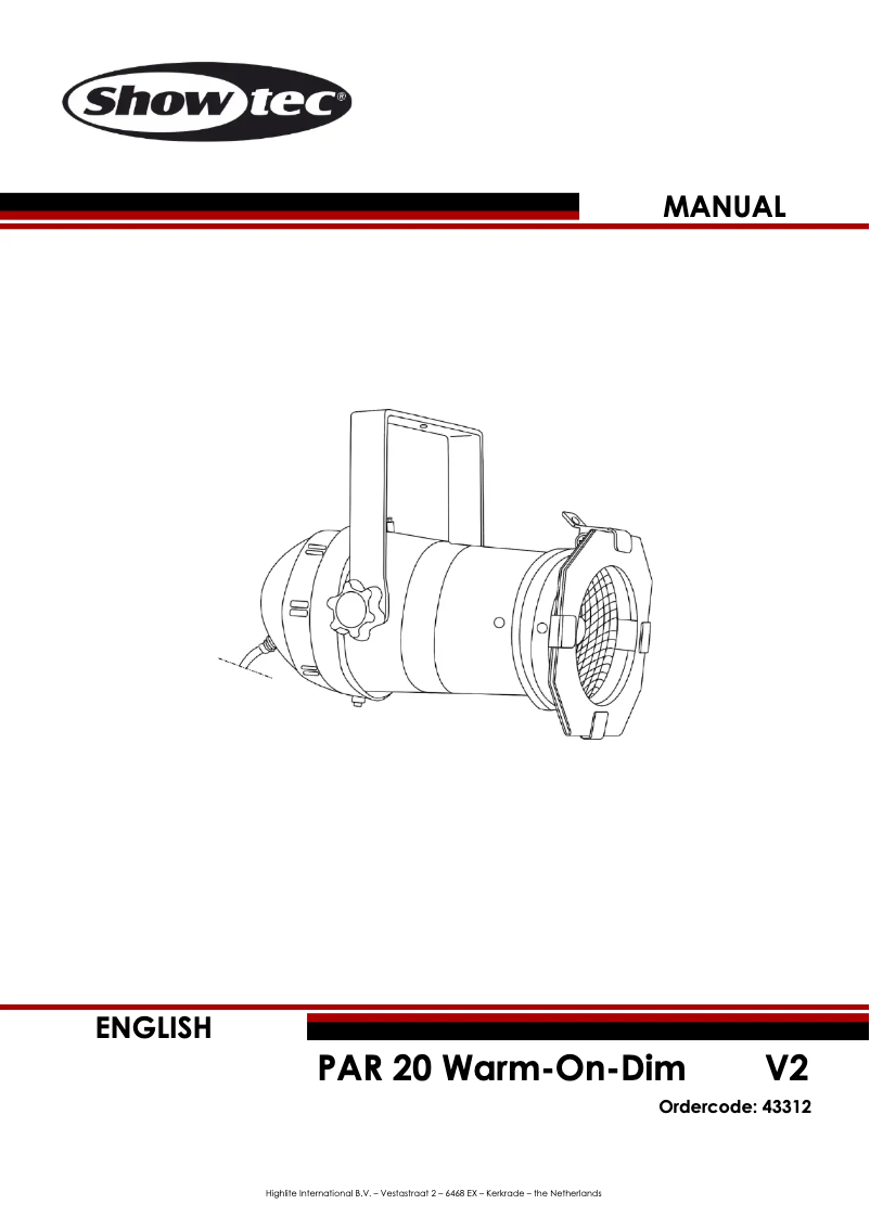 Page 1 de la notice Manuel utilisateur Showtec PAR 20 Warm-On-Dim