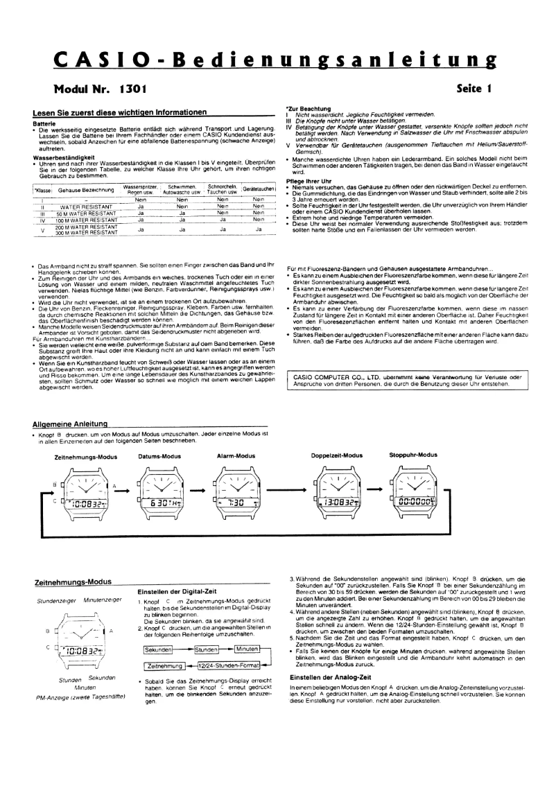 Page n°1 - Manuel utilisateur Casio Retro AQ-230A-7DMQYES