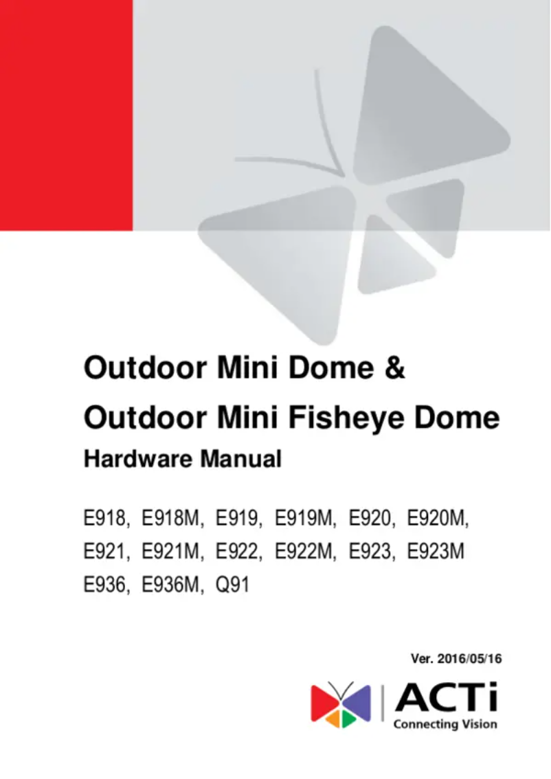 Page n°1 - Manuel utilisateur ACTi E918