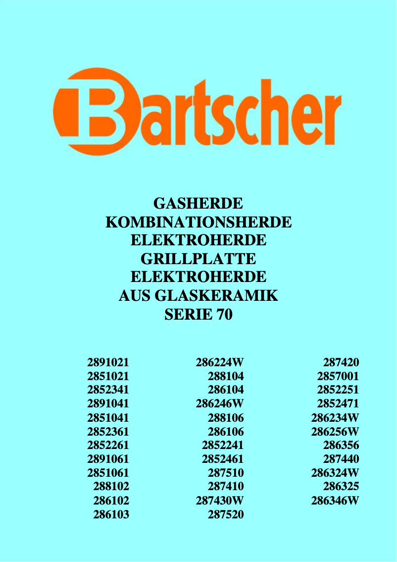 Page 1 de la notice Manuel utilisateur Bartscher 2851021