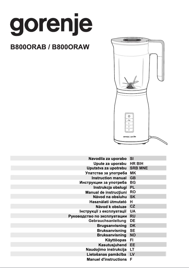 Image de la première page du manuel de l'appareil B800ORAW