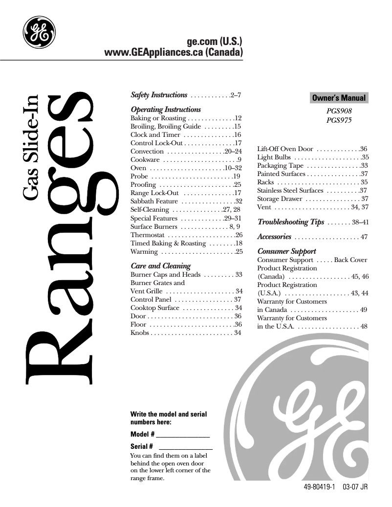 Página 1 del manual Manual de instrucciones GE PGS908BEMBB