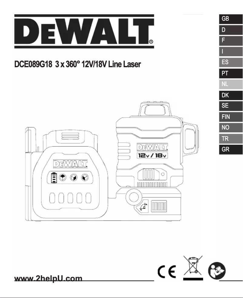 Page 1 de la notice Manuel utilisateur DeWalt DCE089G18