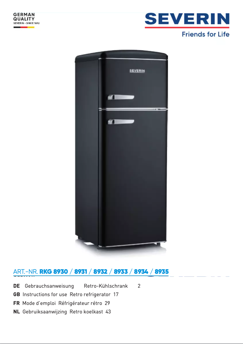 Page n°1 - Manuel utilisateur Severin RKG 8934