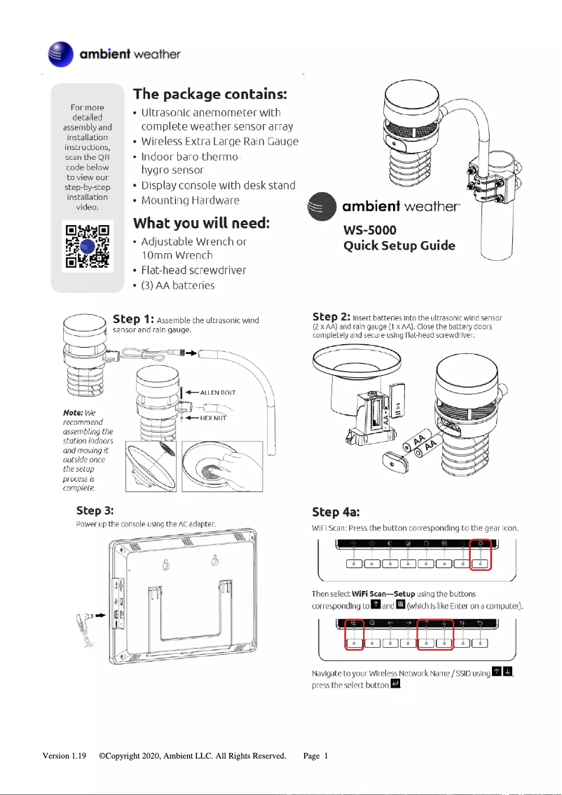Page n°1 - Manuel utilisateur Ambient Weather WS-5000