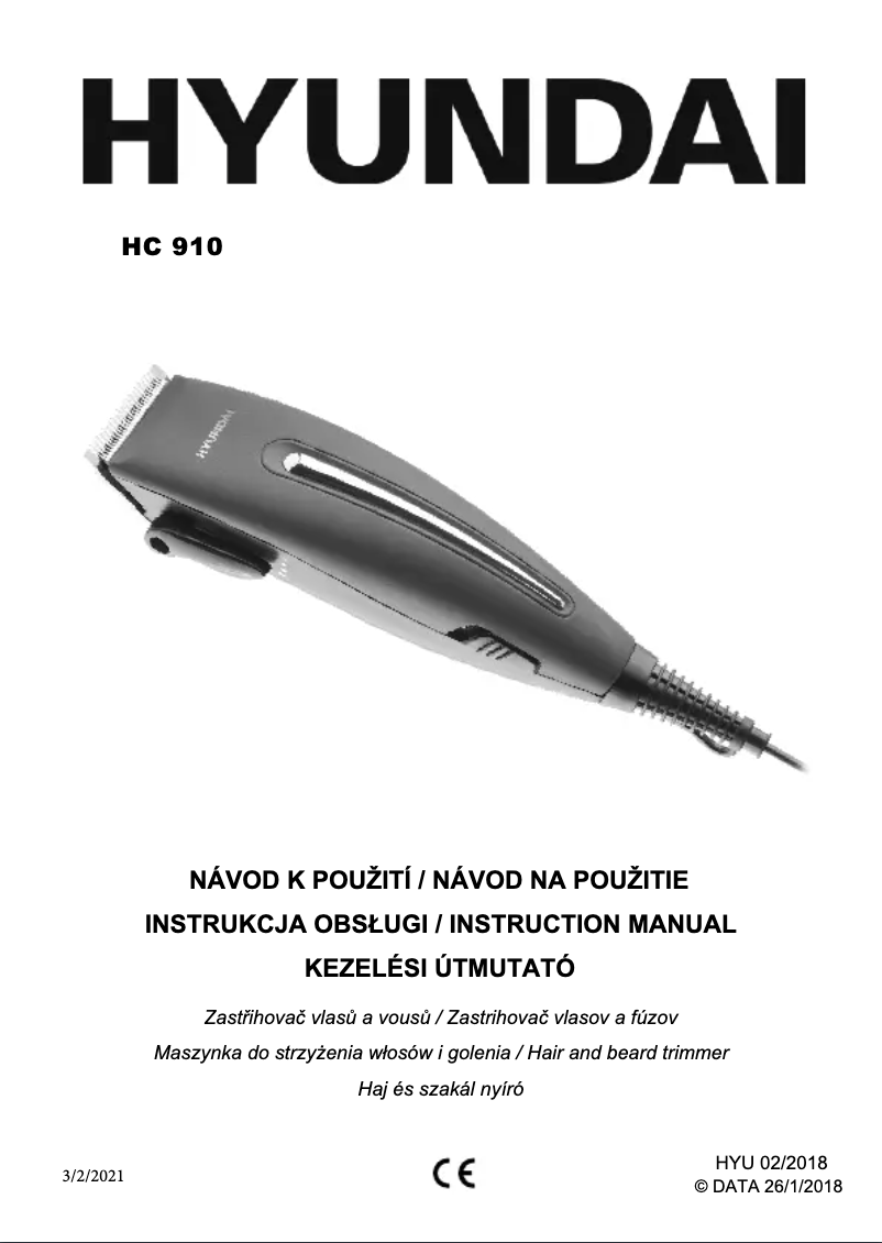 Image de la première page du manuel de l'appareil HC 910