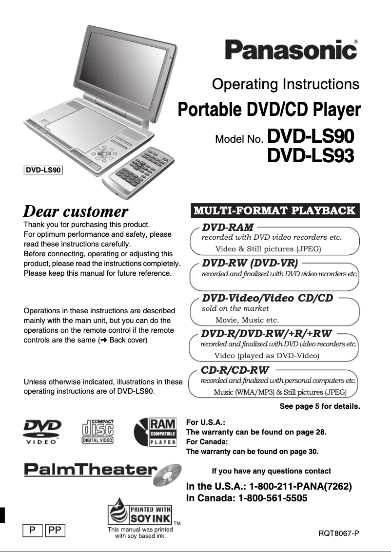 Page 1 de la notice Manuel utilisateur Panasonic DVD-LS93