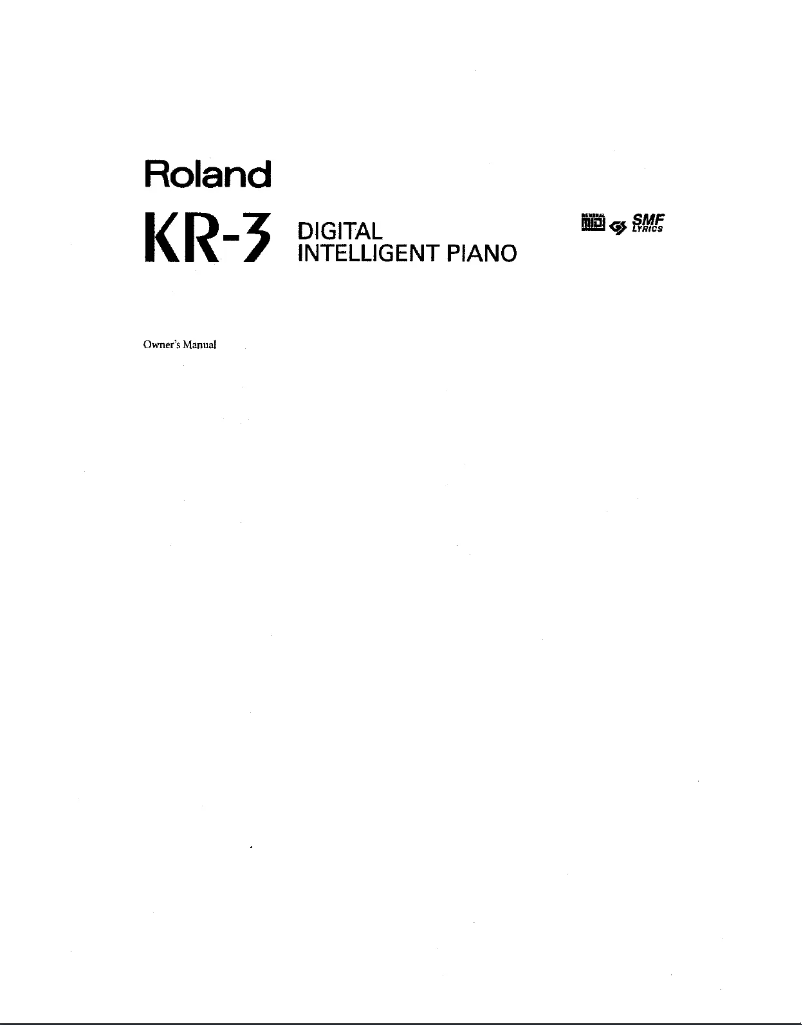 Page n°1 - Manuel utilisateur Roland KR-3