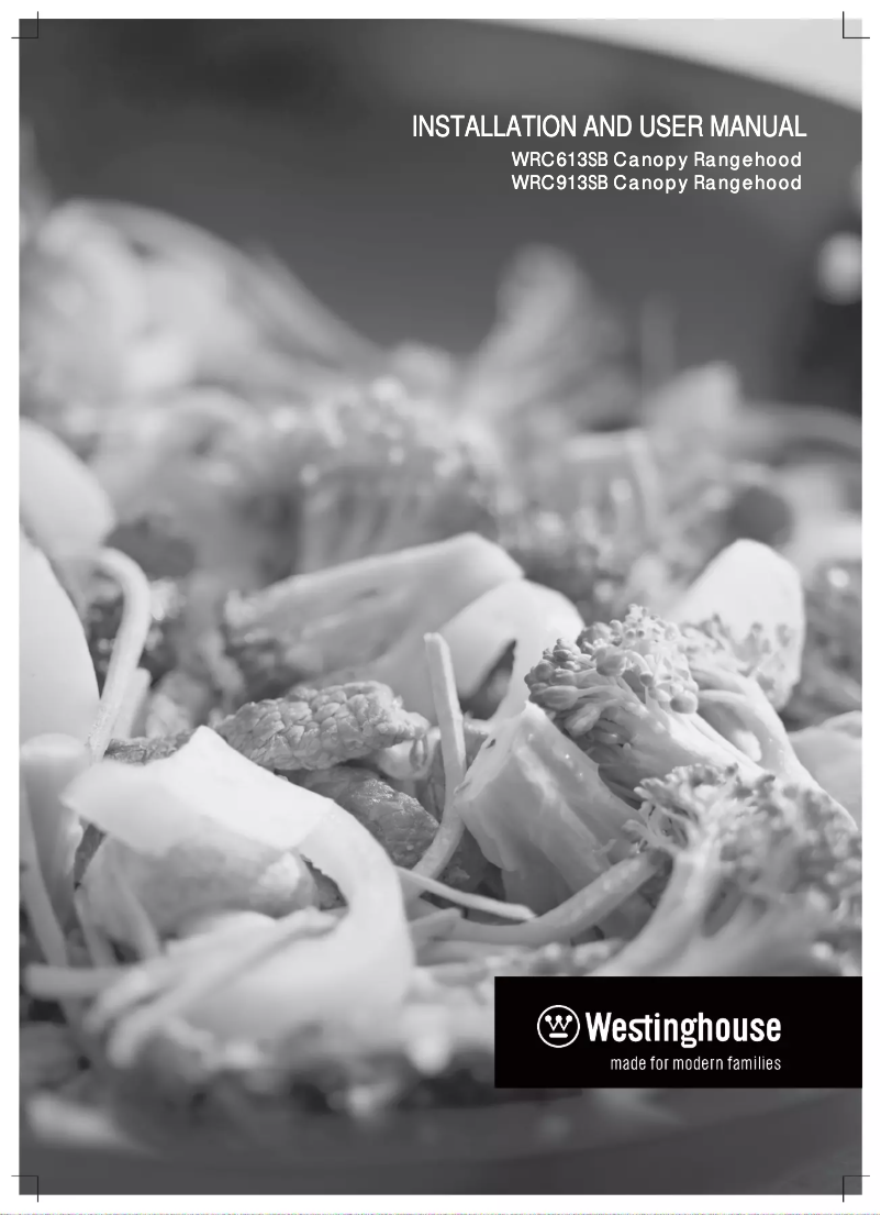 Page n°1 - Manuel utilisateur Westinghouse WRC913SB