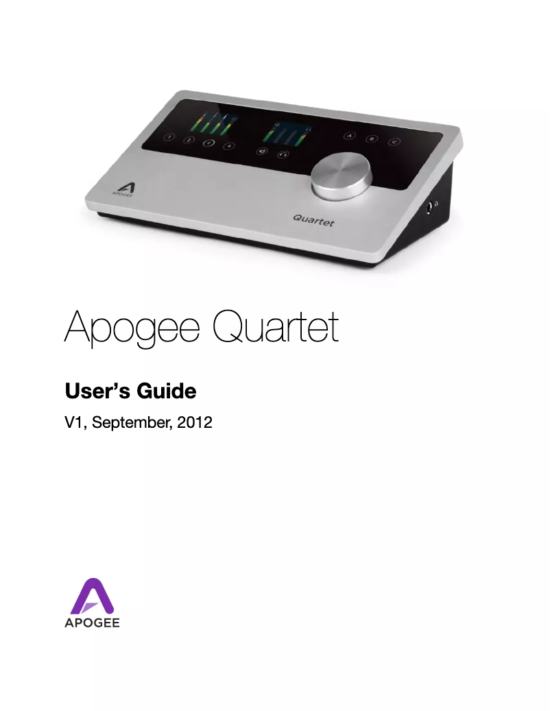 Página 1 del manual Manual de usuario Apogee Quartet