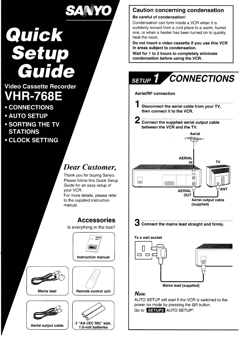 Page n°1 - Manuel utilisateur Sanyo VHR-768