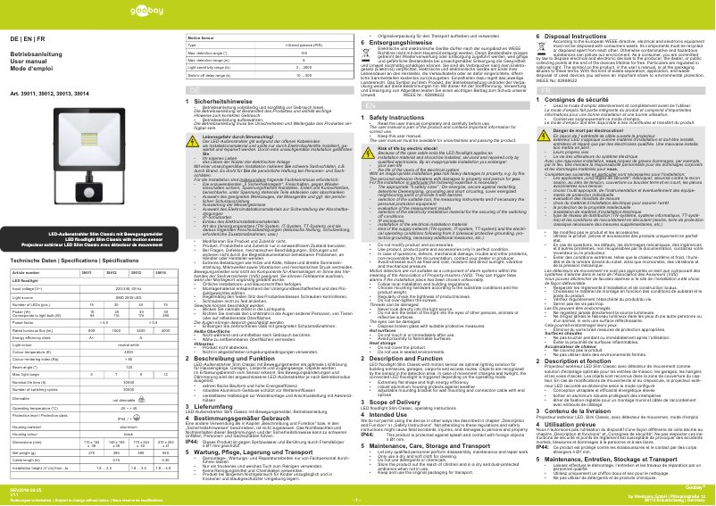 Página 1 del manual Manual de usuario Goobay 39011