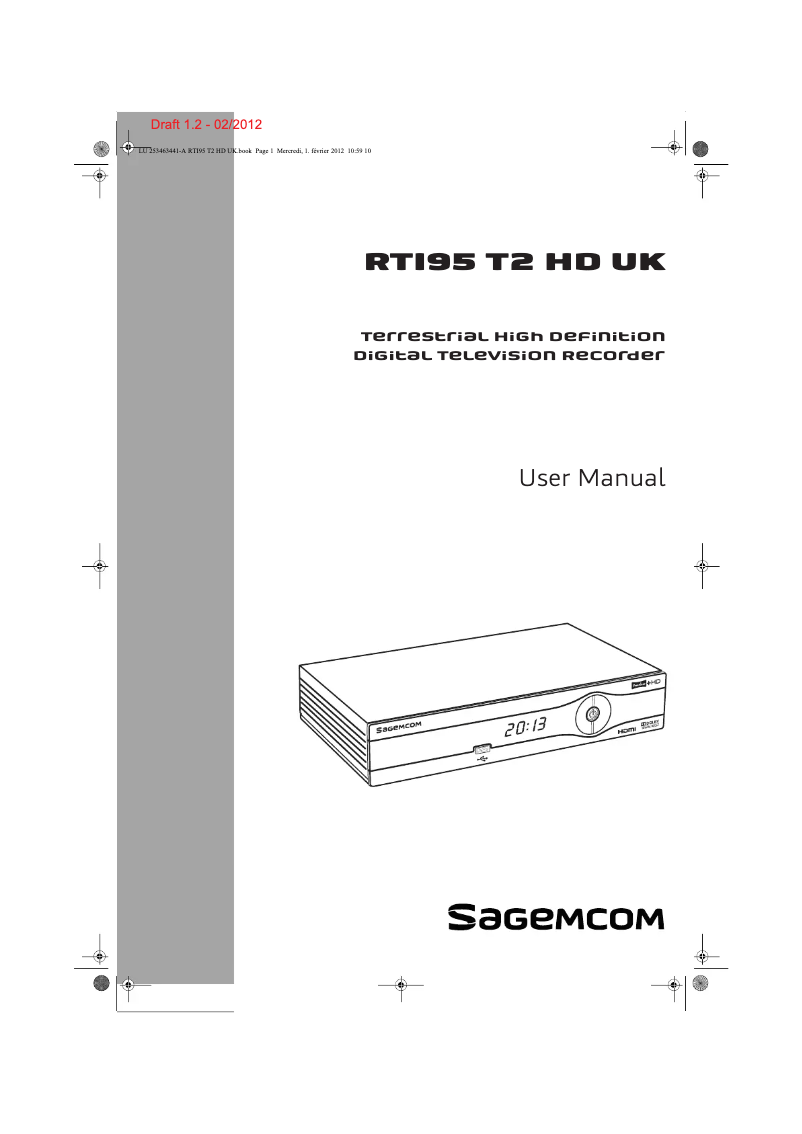 Page n°1 - Manuel utilisateur Sagemcom RTI95 T2 HD UK