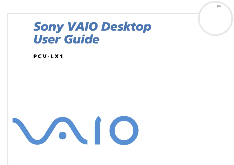 Image de la première page du manuel de l'appareil Vaio PCV-LX1