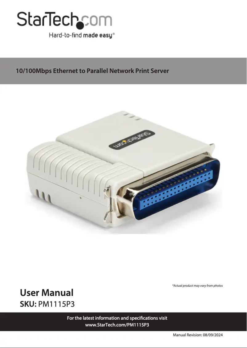 Page n°1 - Manuel utilisateur StarTech.com PM1115P3