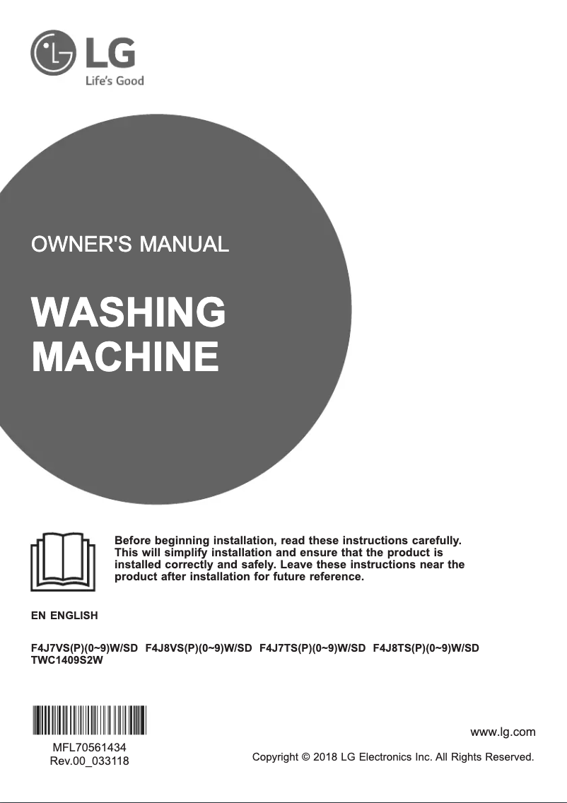 Page 1 de la notice Manuel utilisateur LG TWC1409S2W