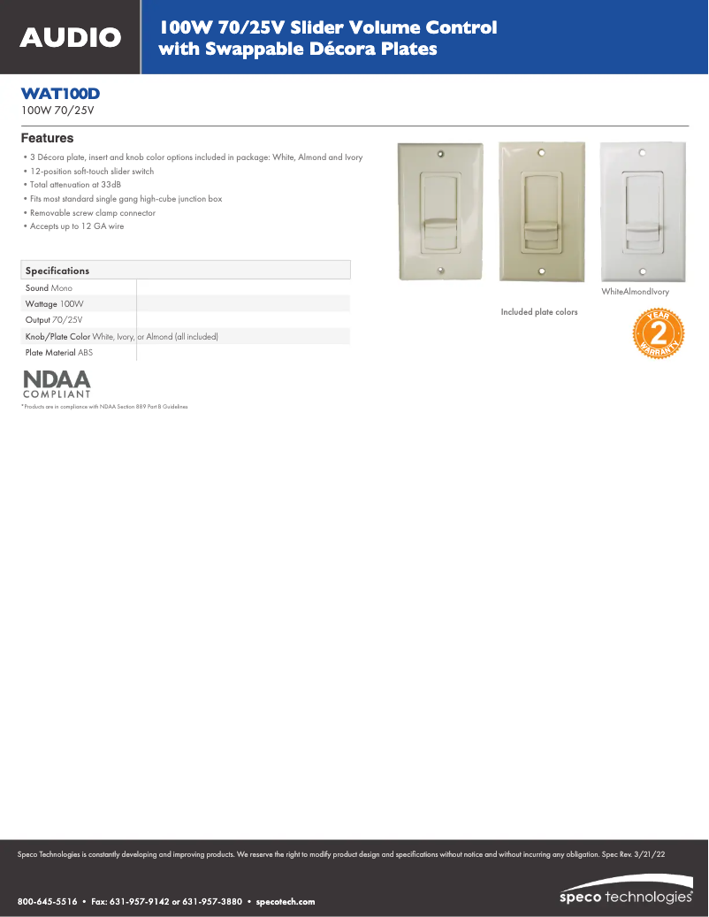 Image de la première page du manuel de l'appareil WAT100D