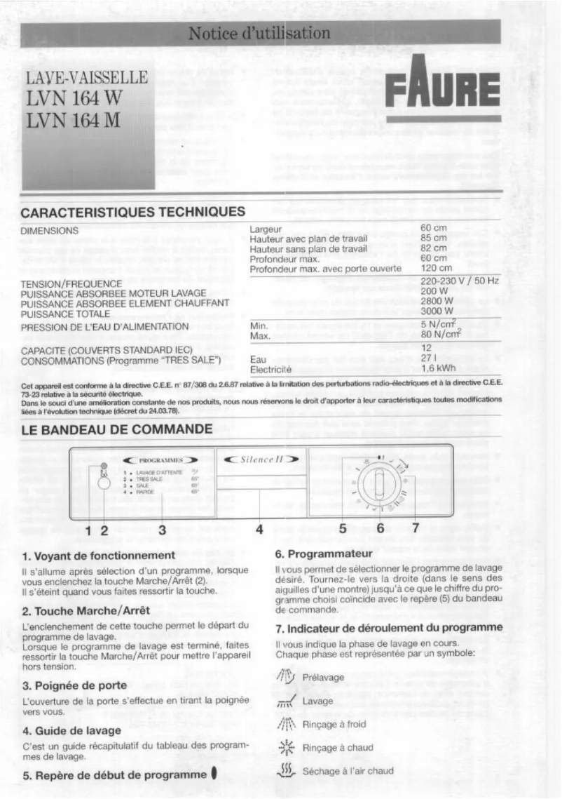 Page 1 de la notice Manuel utilisateur Faure LVN164M