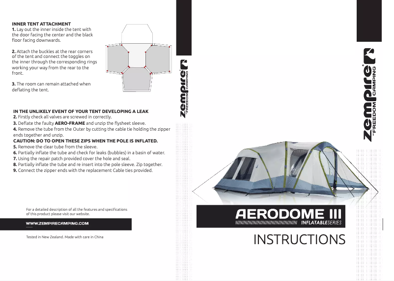 Image de la première page du manuel de l'appareil Aerodome III