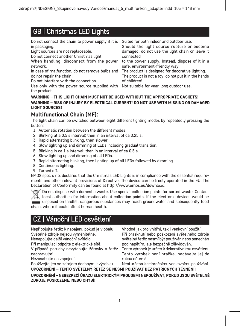 Page 1 de la notice Manuel utilisateur Emos D4AW08