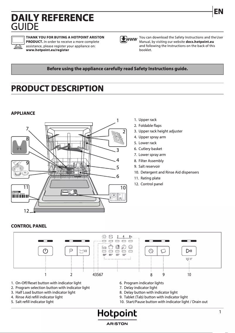 Page 1 de la notice Manuel utilisateur Hotpoint HB 4010 B