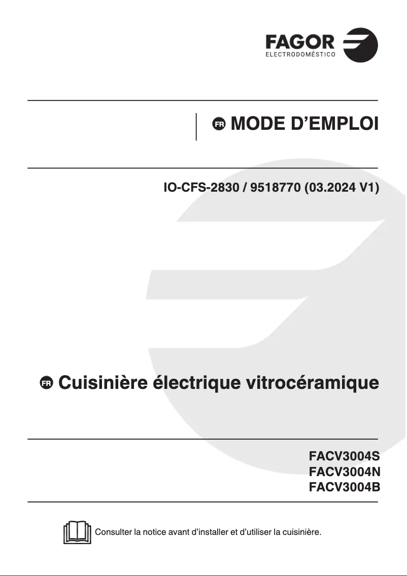 Image de la première page du manuel de l'appareil FACV3004S