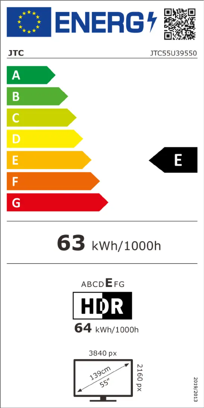 Page n°1 - Label énergétique JTC24 JTC55U39550