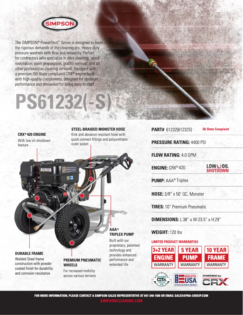 Page 1 de la notice Fiche technique Simpson PowerShot PS-61232-S