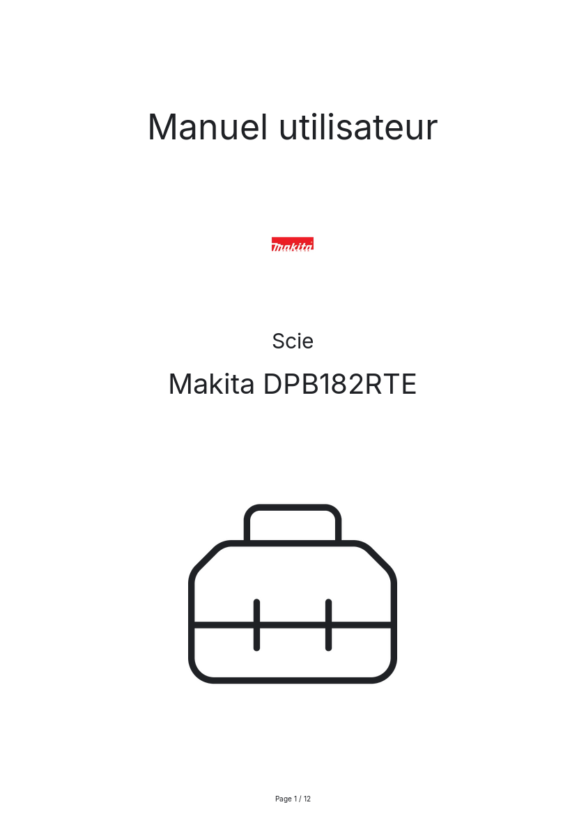 Page n°1 - Manuel utilisateur Makita DPB182RTE
