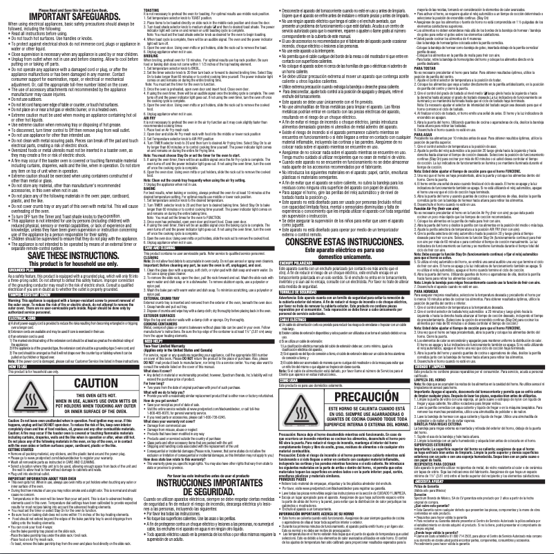 Page 1 de la notice Manuel utilisateur Black & Decker TO3265XSSD