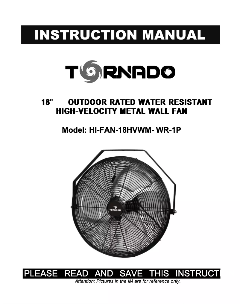 Page n°1 - Manuel utilisateur Tornado HI-FAN-18HVWM-WR-1P