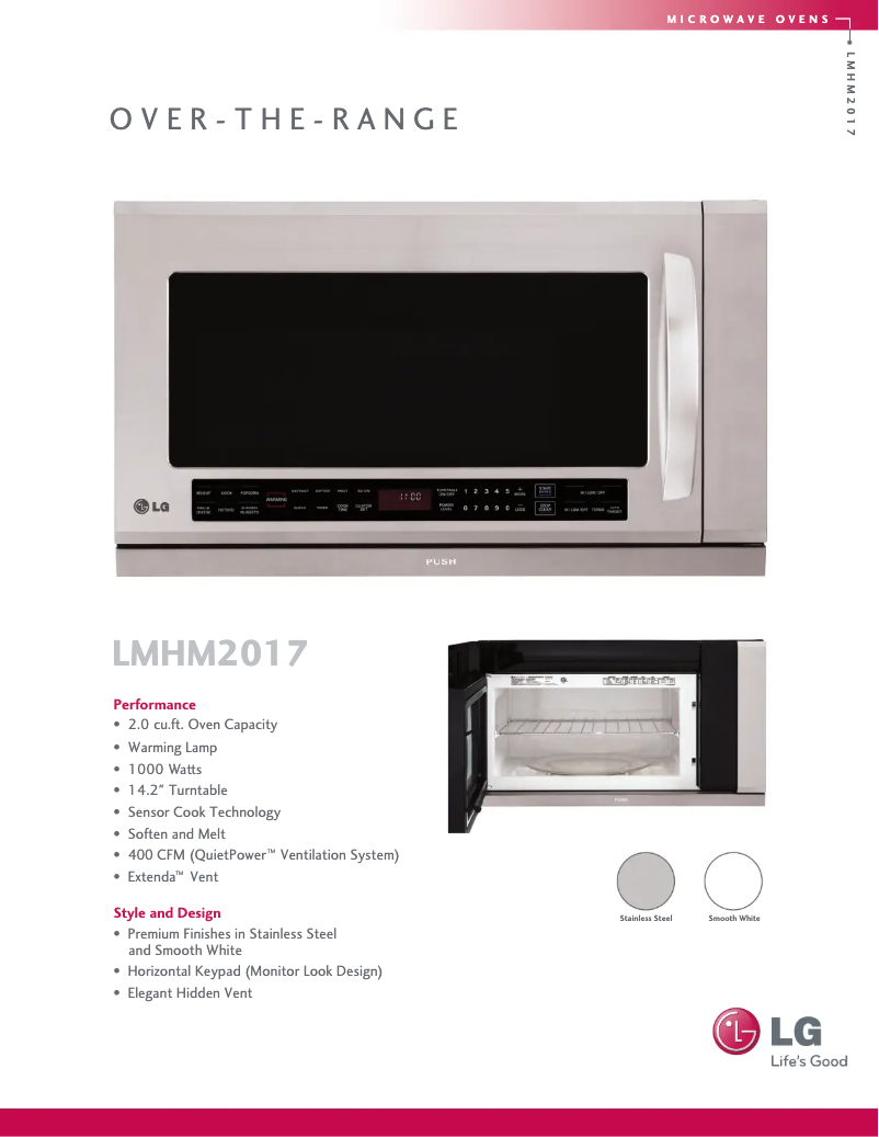 Page 1 de la notice Fiche technique LG LMHM2017SW