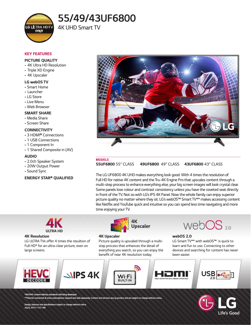 Image de la première page du manuel de l'appareil 43UF6800