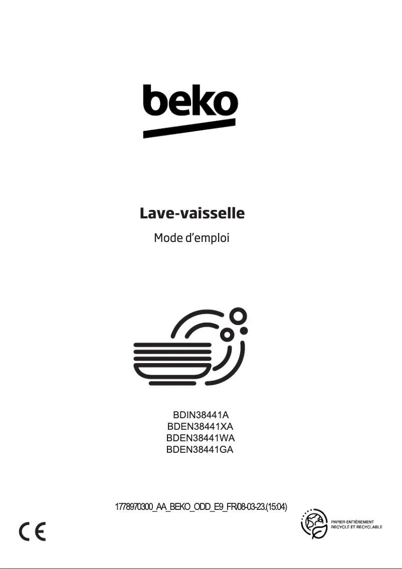 Page 1 de la notice Manuel utilisateur Beko BDEN38441GA