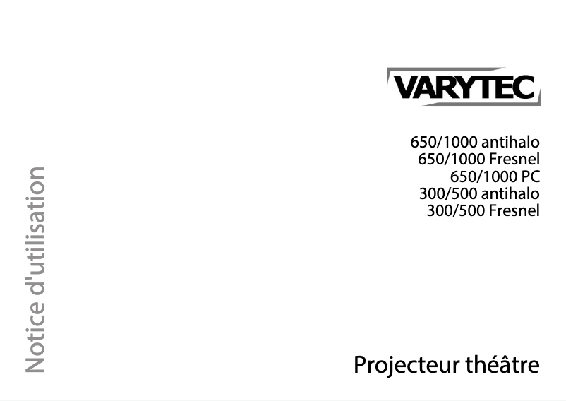 Page 1 de la notice Manuel utilisateur Varytec Theater Spot 300/500 Antihalo