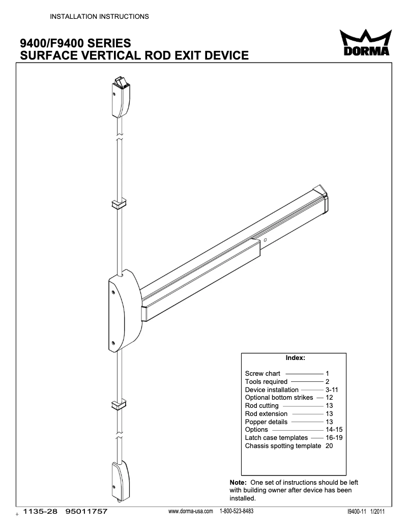 Image de la première page du manuel de l'appareil 9400