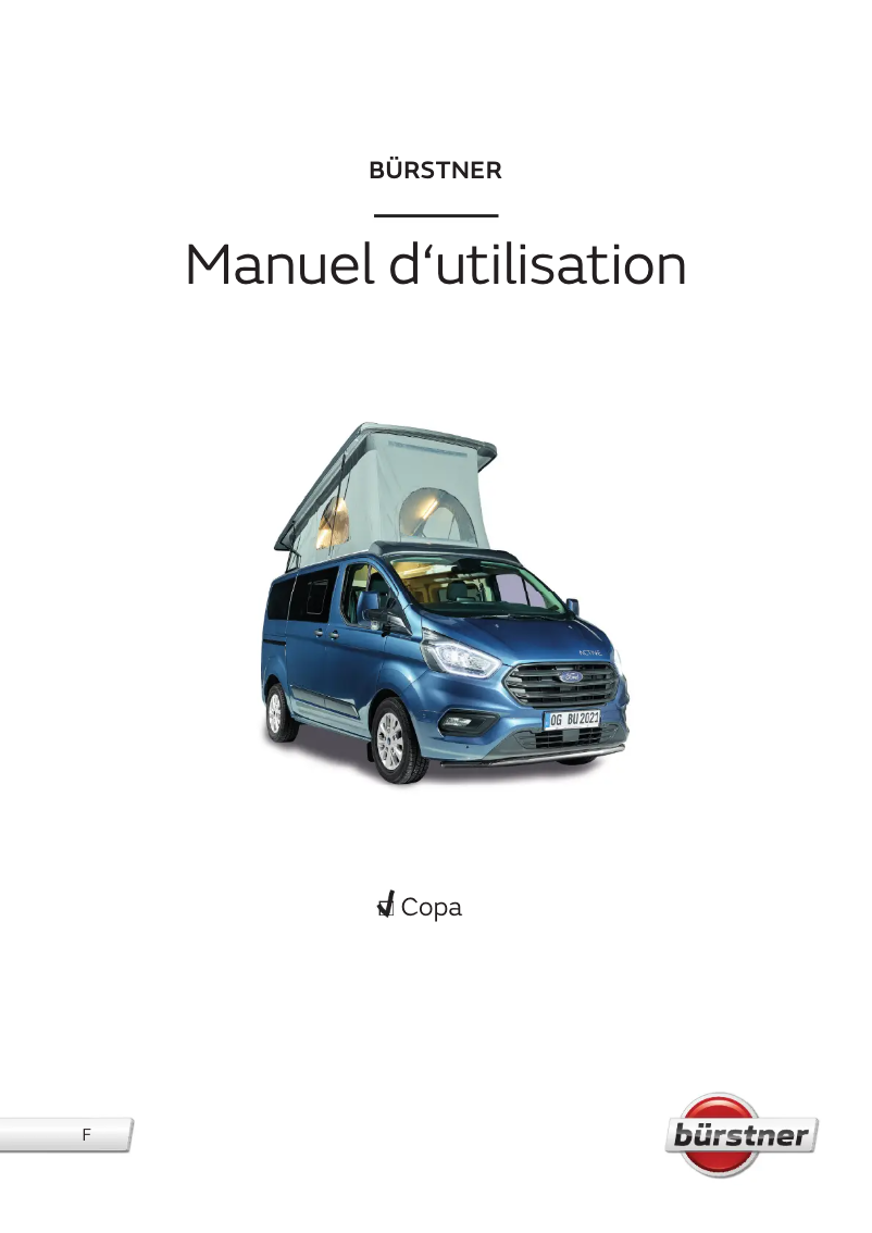 Page 1 de la notice Manuel utilisateur Bürstner Copa (2022)