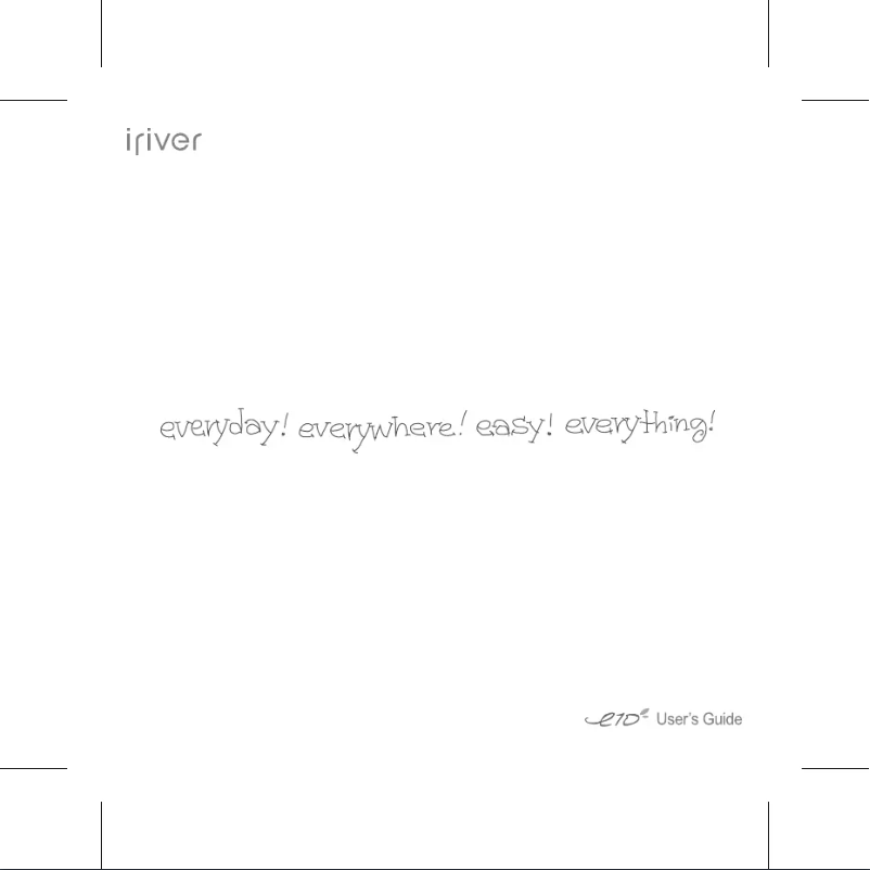 Page 1 de la notice Manuel utilisateur iRiver E10