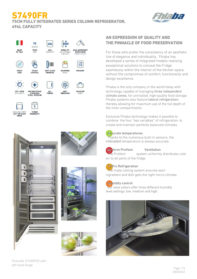 Página 1 del manual Ficha técnica Fhiaba S7490FR3A