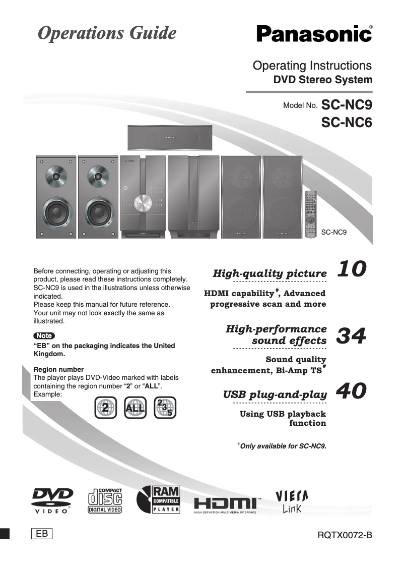 Page 1 de la notice Manuel utilisateur Panasonic SC-NC9