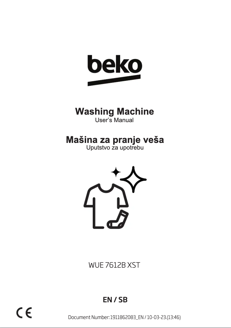 Page 1 de la notice Label énergétique Beko WUE 7612B XST