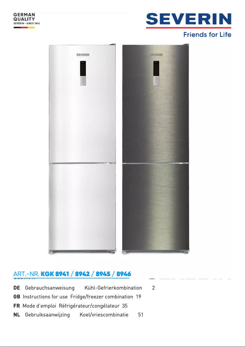 Page n°1 - Manuel utilisateur Severin KGK 8946
