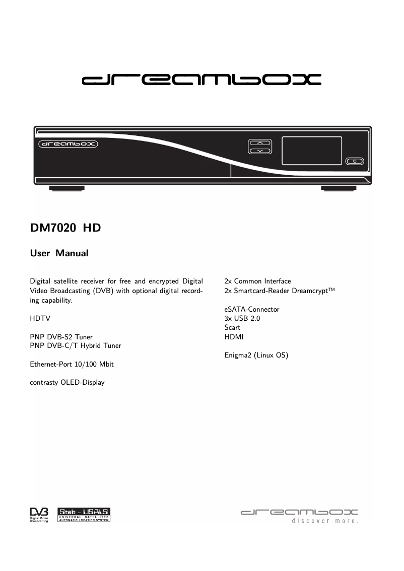 Image de la première page du manuel de l'appareil DM7020 HD V2