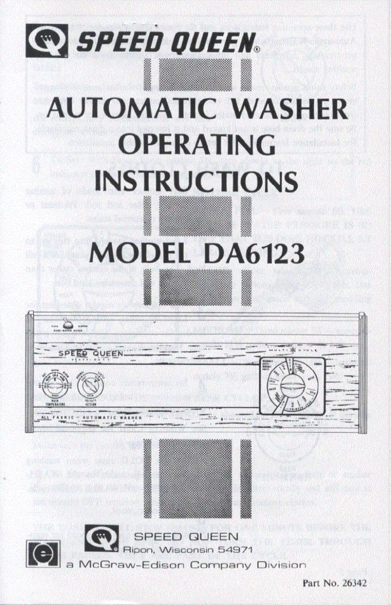 Page n°1 - Manuel utilisateur Speed Queen DA6123