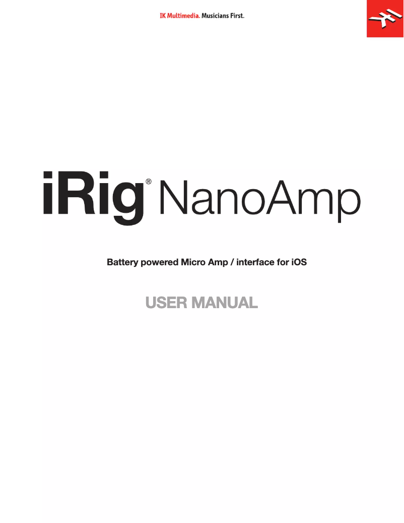 Page 1 de la notice Manuel utilisateur IK Multimedia iRig Nano Amp