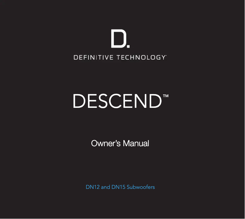 Page 1 de la notice Manuel utilisateur Definitive Technology Descend DN15
