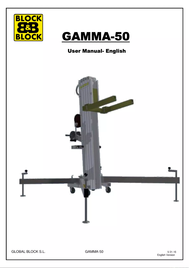 Page 1 de la notice Manuel utilisateur Block & Block GAMMA-50